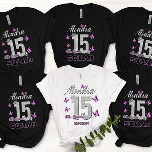 Includes FREE personalization, Mis Quince custom tees, quince squad tees, quinceañera gift, playera para quinceañera, chambelán y damas tee.