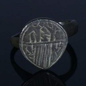Anillo musulmán con adorno étnico / Anillo antiguo grabado / Artefacto antiguo / Anillo antiguo hombre / Anillo medieval / Artefacto / Joyería vintage