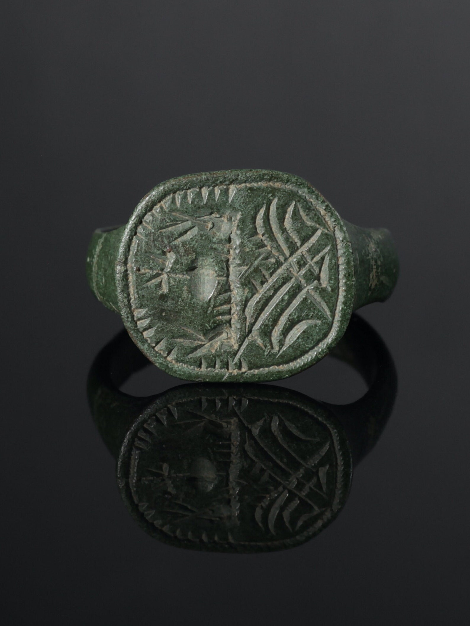 Engraved Bronze Medieval Signet Ring, Unique Artifact (size UK R1/2) - Etsy