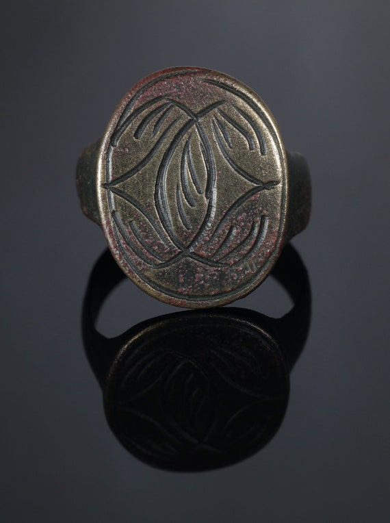 Antique Stamp Ring Unique Authentic Medieval Engra