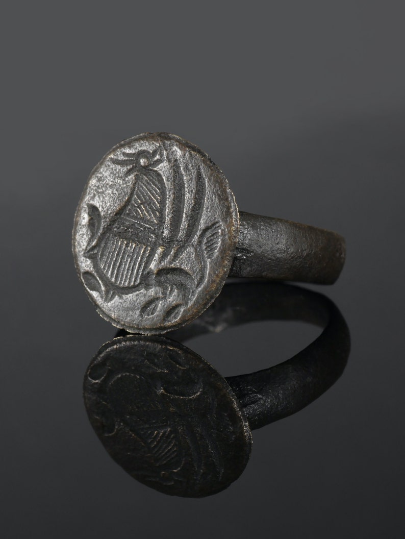 Engraved Bronze Medieval Ring | Flying Beast Artifact, 1400-1600s - Etsy
