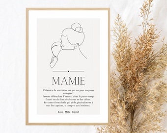 Affiche personnalisée mamie  - idée cadeau- fête des grands-mères - anniversaire - format A5/A4/A3 - minimaliste