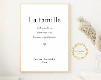 Affiche citation famille personnalisée