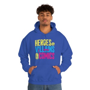 Heroes & Villains and Comics Felpa grafica con cappuccio in misto pesante unisex