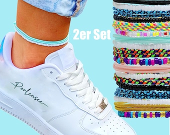 Perlen-Fußkettchen, Paracord-Surfer-Fußkettchen-Set, Geschenk für Frauen, Strand-Schmuck