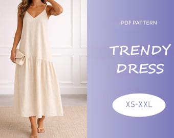 Patron de couture pour robe à bretelles | TP-XXL | Robe ample d'été et d'automne | PDF numérique facile