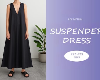 Basic Dress Sewing Pattern | XXS-XXL | Loose Summer Autumn Dress | Easy Digital PDF