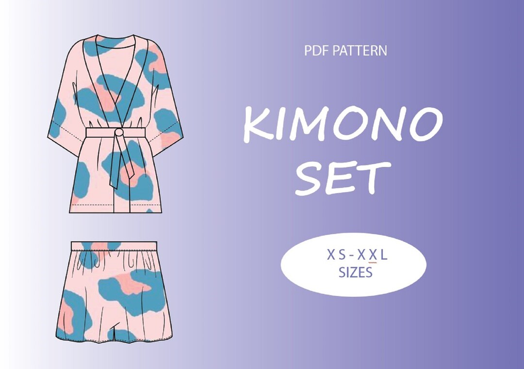 Kimono Set Sewing Pattern | XS-XXL | Instant Download | Easy Digital ...