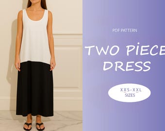 Basic Kleid Schnittmuster | XXS-XXL | Lockeres Sommer-Herbst-Kleid | Einfaches Digitales PDF