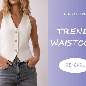 Patrón de costura para chaleco / XS-XXXL / Descarga instantánea / PDF digital fácil / Patrón de chaleco holgado de manga larga