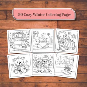 Cozy Winter Coloring Book – Cute Holiday-Themed Coloring Pages for Kids & Adults – Digital Download