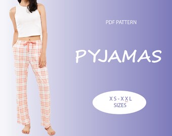 Patrón de pijama para mujer, XS-XXL, patrón de pijama para mujer, patrones de costura, patrones de costura para mujer
