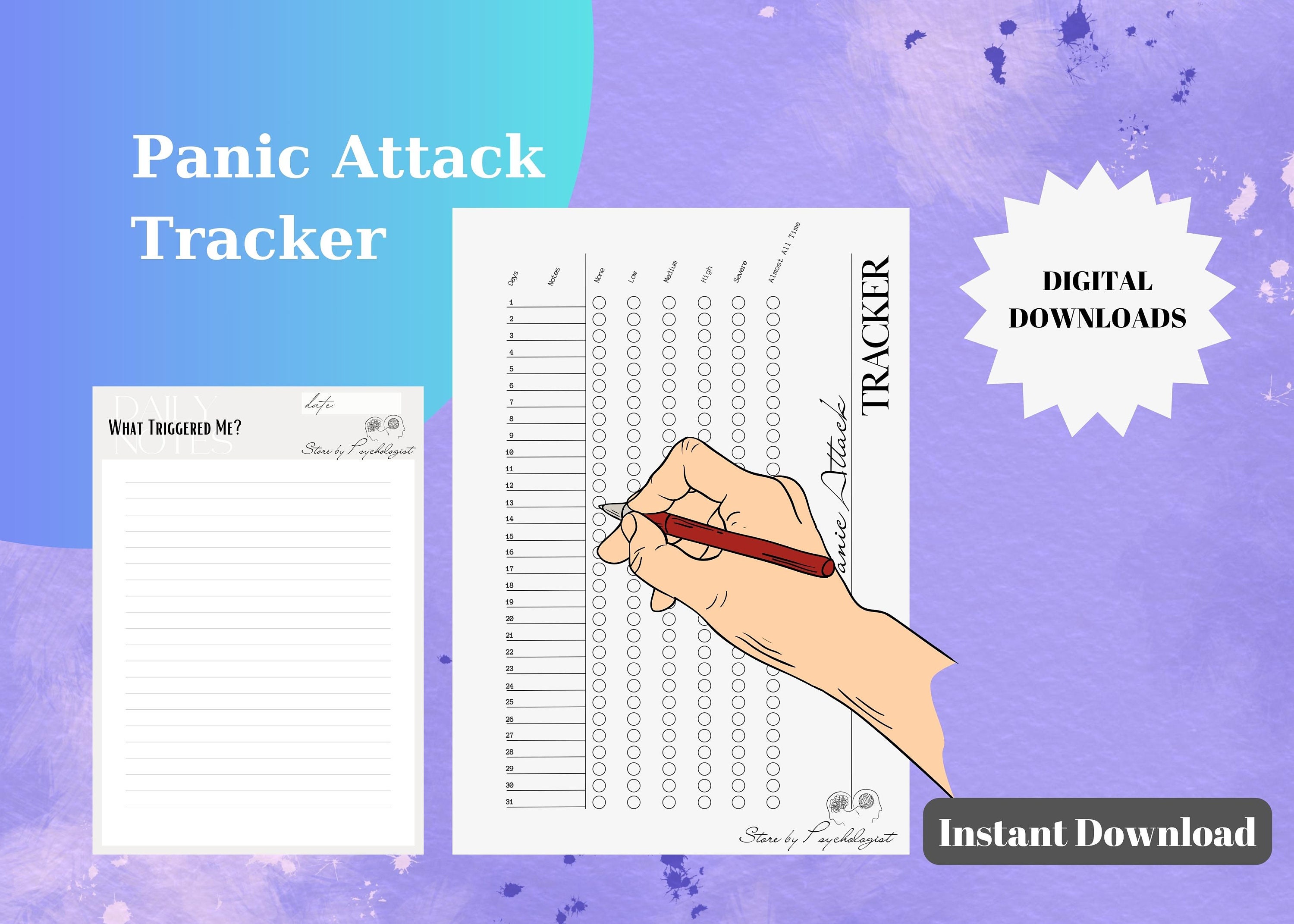 Printable Anxiety Tracker Stress Tracker Panic Attack Etsy Printable Anxiety Tracker Stress Tracker Panic Attack Etsy