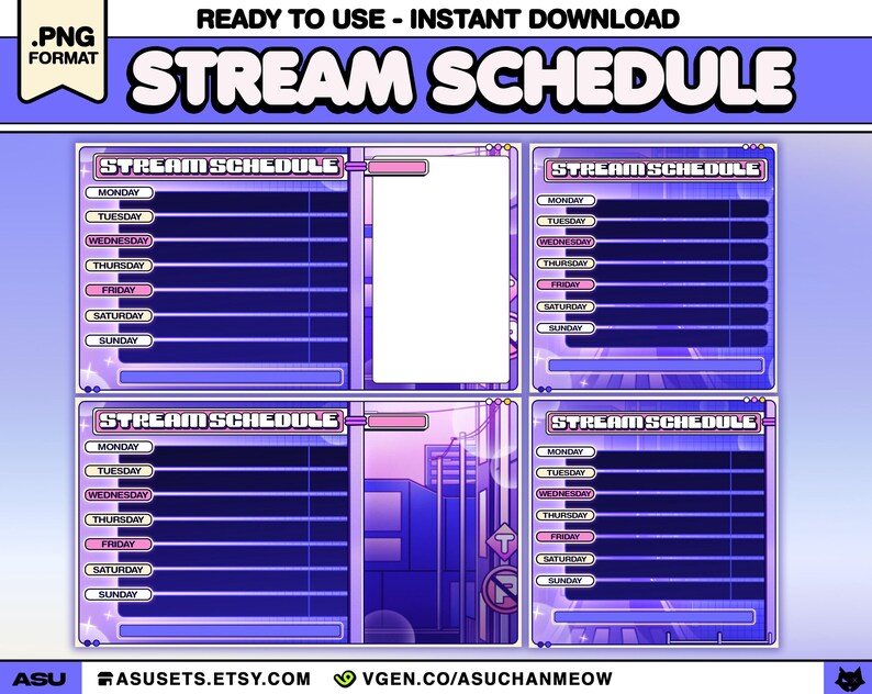 City Pop Stream Schedule Template | Twitch Schedule Template | Lofi ...