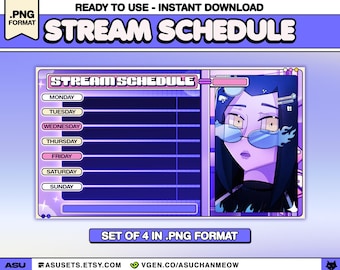 Sjabloonschema voor stadspopstreams | Sjabloon Twitch-schema | Lofi Esthetisch | Voor vtubers en streamers