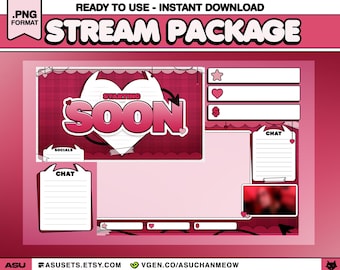 Leuk Evil Heart Stream Overlay-pakket | Twitch-overlays, gewoon chatten, overgang | VTubervriendelijk | Gamen