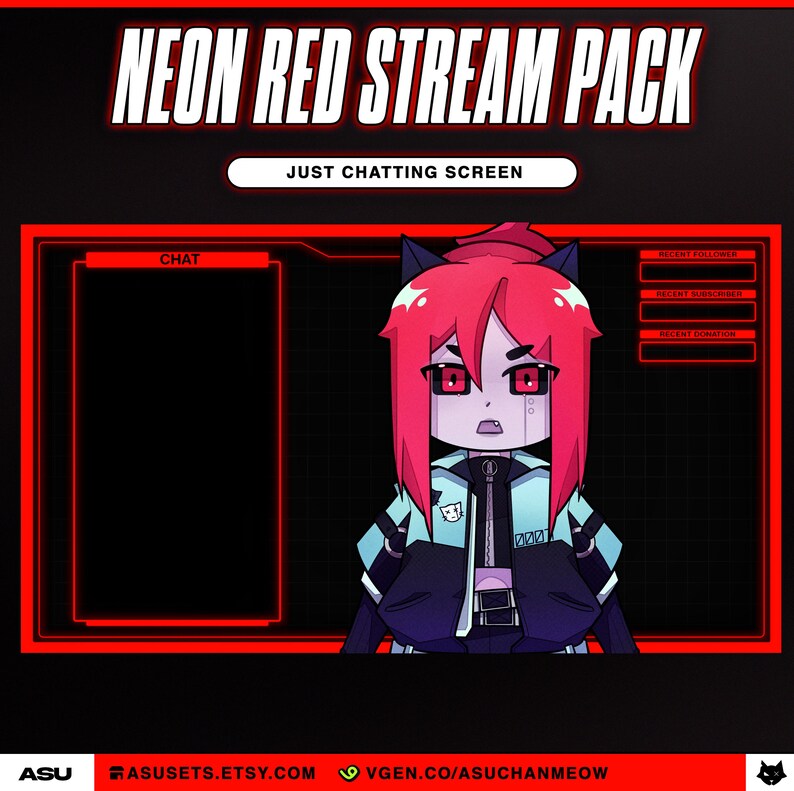 Neon Red Stream Overlays Package | Red Twitch Overlay, Panels, Just ...