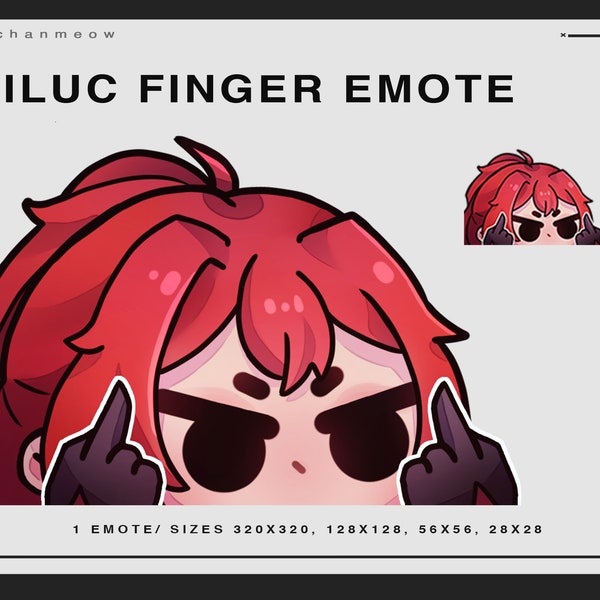 Diluc Genshin Impact: Finger/F U Emote | Genshin Impact Emotes | Youtube Emotes | Twitch Emotes | Chibi Emotes