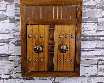 Hand-Carved Solid Wood Key Holder, Antique Entryway Organizer