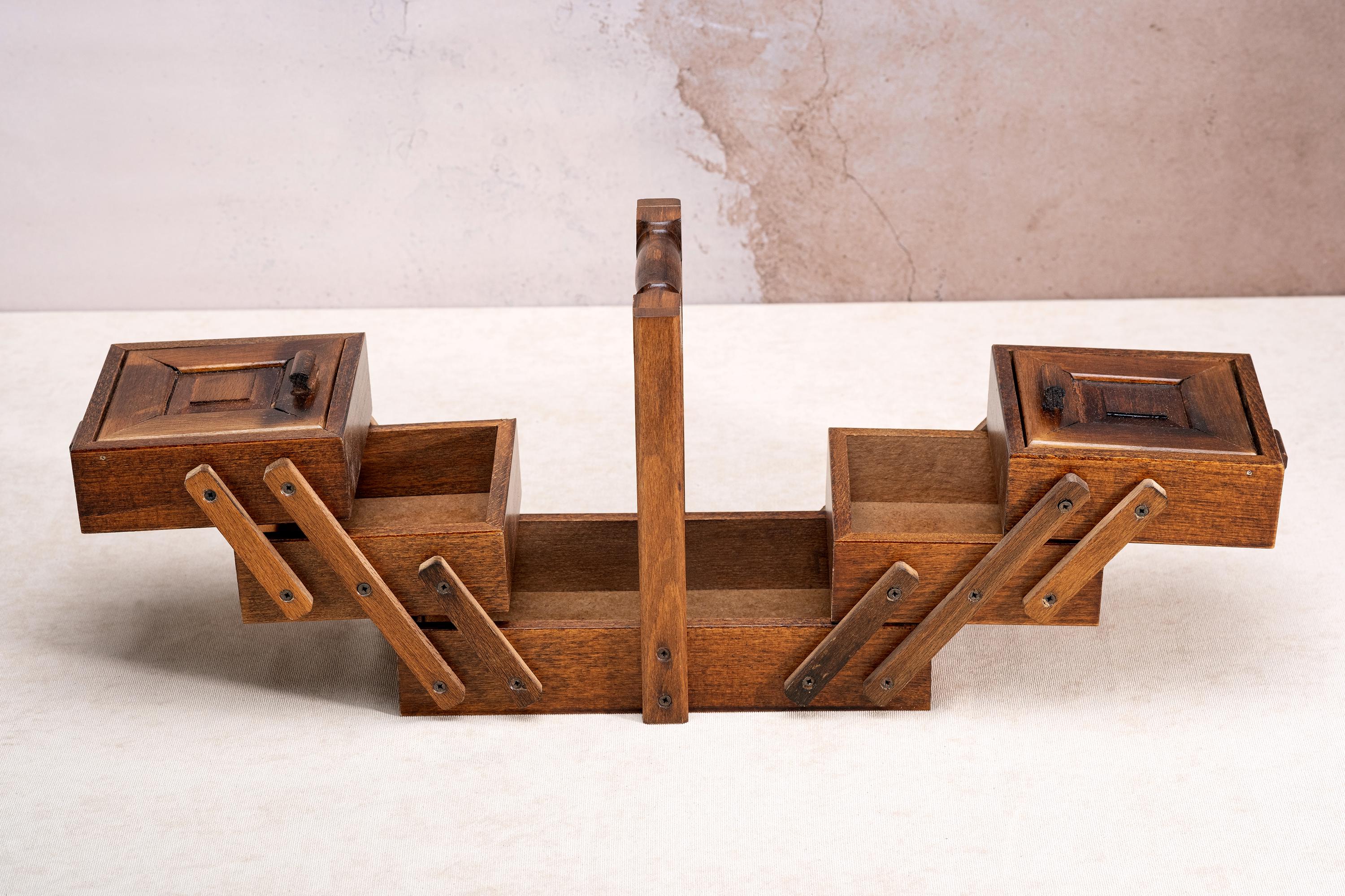 Handmade Wooden Tool Box - Durable Solid Wood Construction