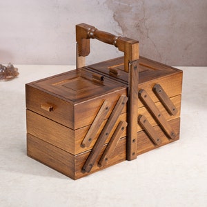 Wooden Tool Box, Fold Out Tool Container, Vintage Tool Chest, Storage Box, Gift for Husband, Vintage Tool Box
