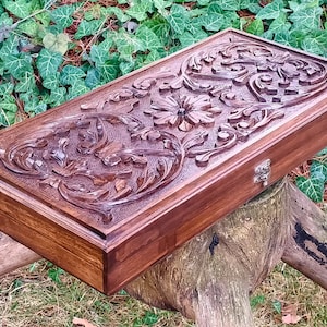 Engraved Walnut Wood Backgammon Board: Handmade Strategy Game
