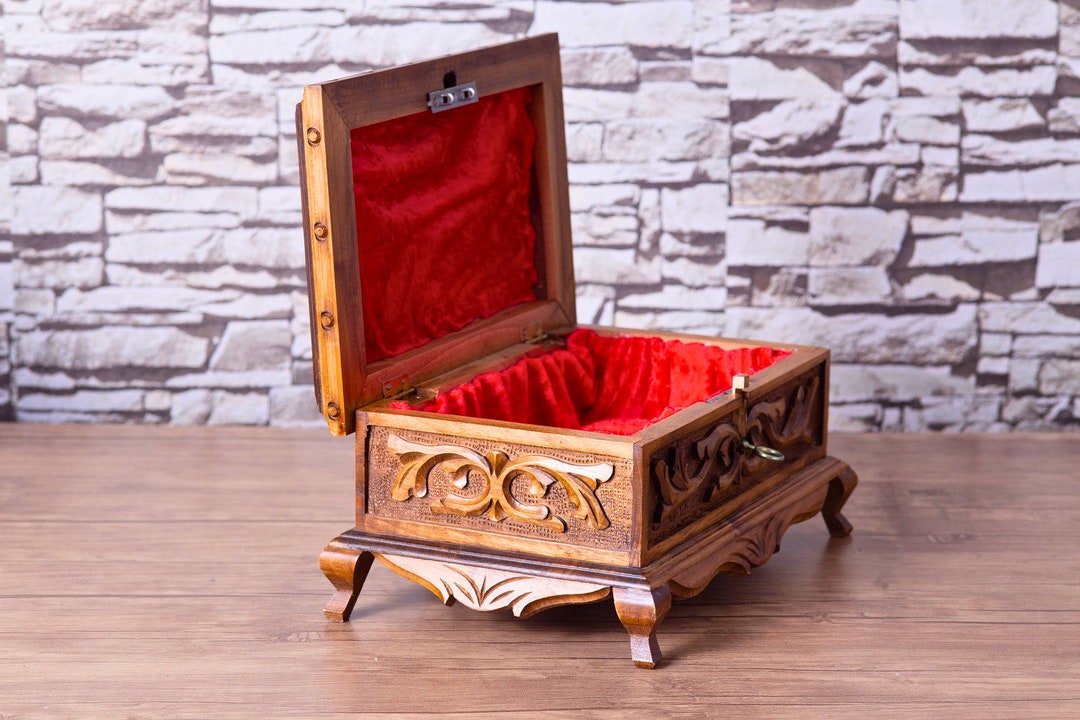 Secret Locked Wooden Jewelry Box Handmade Puzzle Jewelry Box Etsy