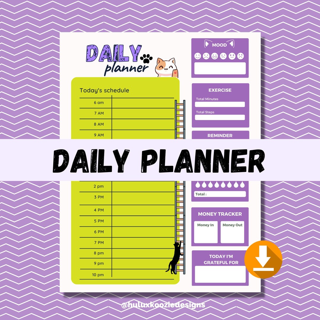Printable Planner for Adhd Daily Planner Printable Cute Print Digital Download for Kids Kawaii