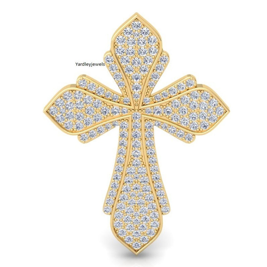 thumbnail image 2 of Hip Hop Diamond Shape Pendant – 925 Sterling Silver, Gold Plated, With Moissanite Stone 2 of 4