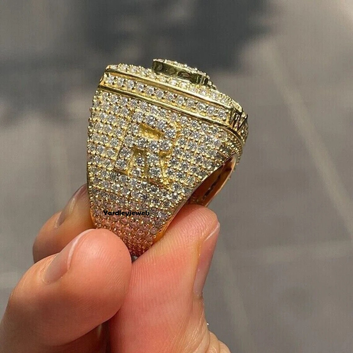 Men Iced Out Champion Ring,vvs Moissanite Diamond Custom Made Ring,925 ...