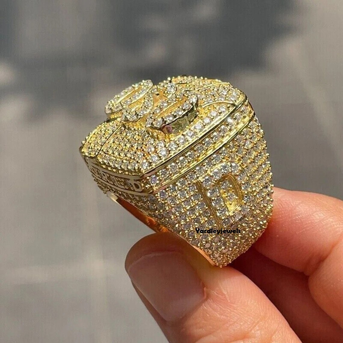 Men Iced Out Champion Ring,vvs Moissanite Diamond Custom Made Ring,925 ...