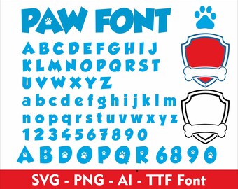 Cartoon Paw Alphabet SVG, Paw Font, Paw Letters, Paw Alphabet Svg, Paw Cartoon Alphabet, Paw Font Svg, for Cricut Svg, Paw Svg Png Eps Ai