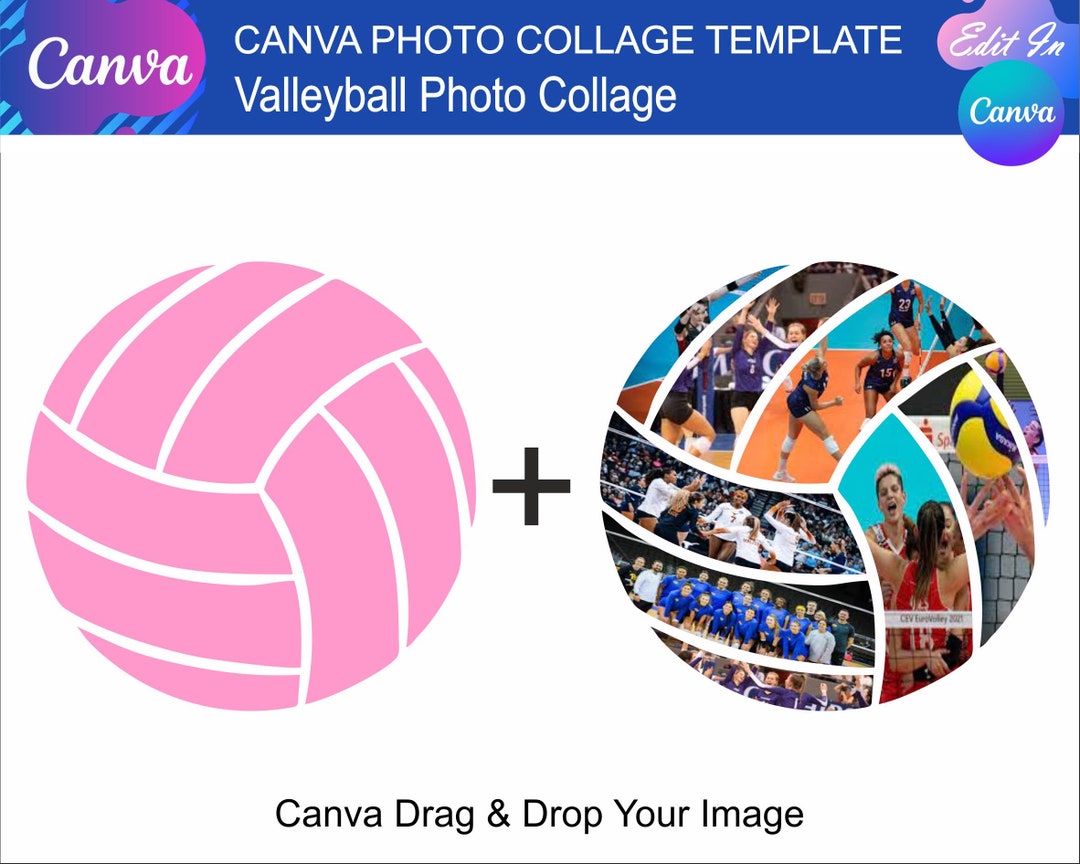 Volleyball Photo Collage Canva Photo Collage Template Design Etsy