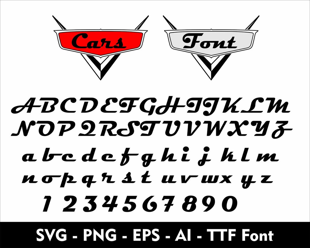 Cars Font Svg Cars Font Cars Svg Kids Cars Alphabet Svg Etsy