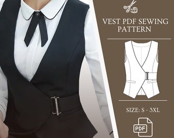 Vest PDF sewing pattern women's vest top pattern wrap top pattern