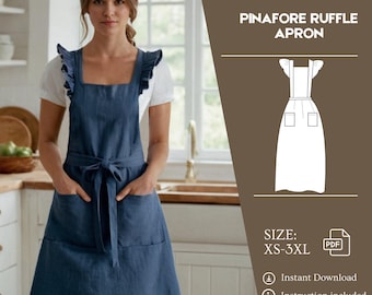 Retro Ruffle Pinafore Apron Sewing Pattern (PDF Download)