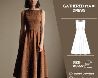 Sleeveless O-Neck Sewing Pattern Dress,  Easy Dress PDF Pattern , A-Line Women Dress XS - 5XL
