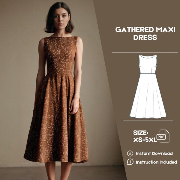 A-Line Sleeveless Dress Sewing Pattern: Women's XS-5XL (PDF Pattern)