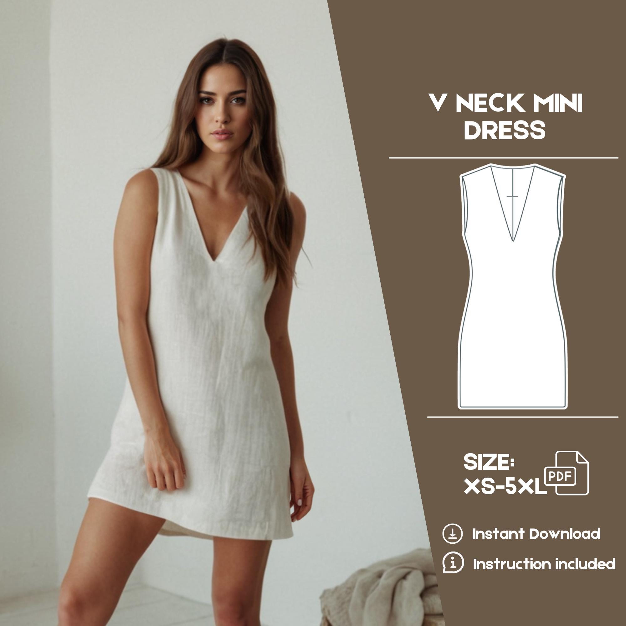 Robe Été Femme Manches Courtes Col V Taille Haute A-Line Mini Robe Chic S-XXL