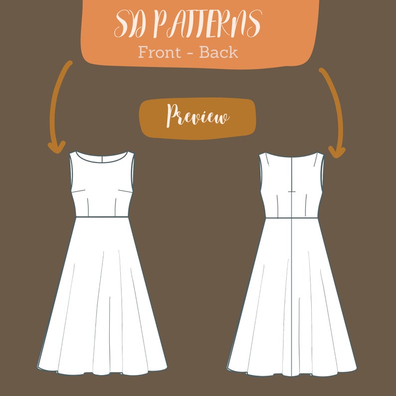Ärmelloses O-Ausschnitt-Schnittmusterkleid, einfaches Kleid-PDF-Schnittmuster, A-Linien-Damenkleid XS 5XL Bild 4