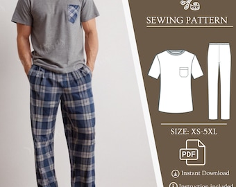 Men's pajama pants pattern free best sale