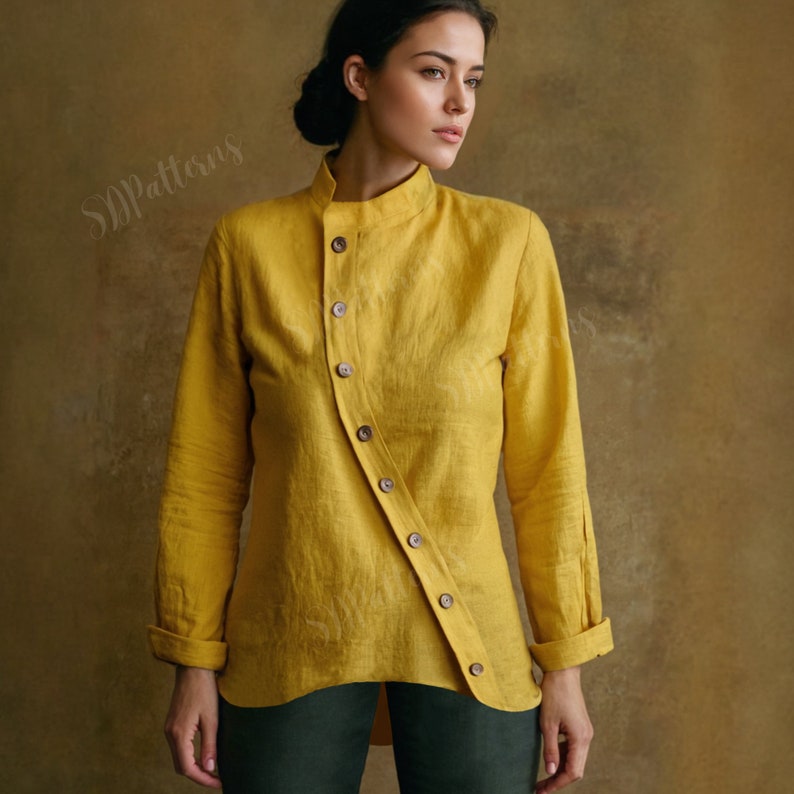 Asymmetrical Tunic PDF Sewing Pattern, Linen Blouse Pattern, Women Clothing Sewing Patterns image 5
