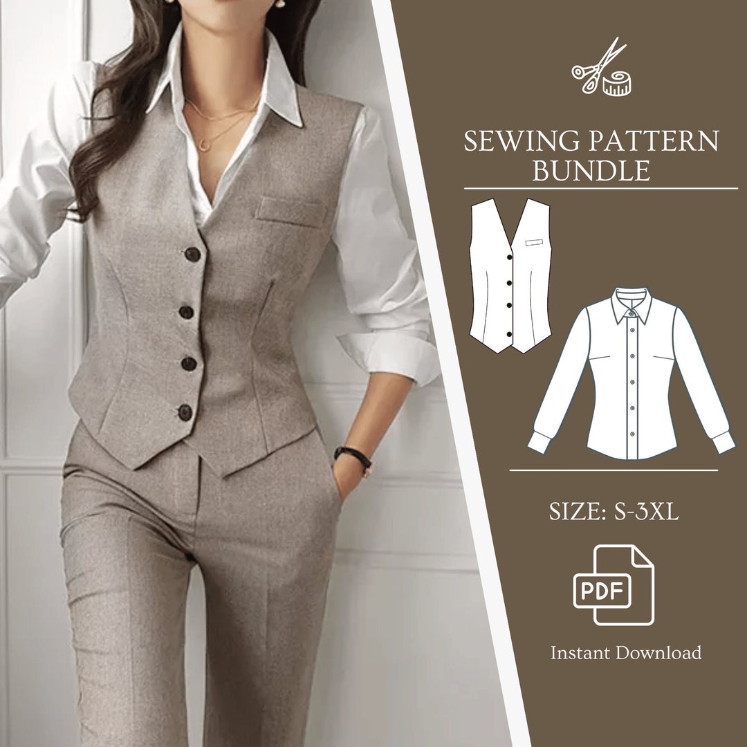PDF Sewing Pattern Bundle Women Vest Sewing Pattern Blouse Sewing