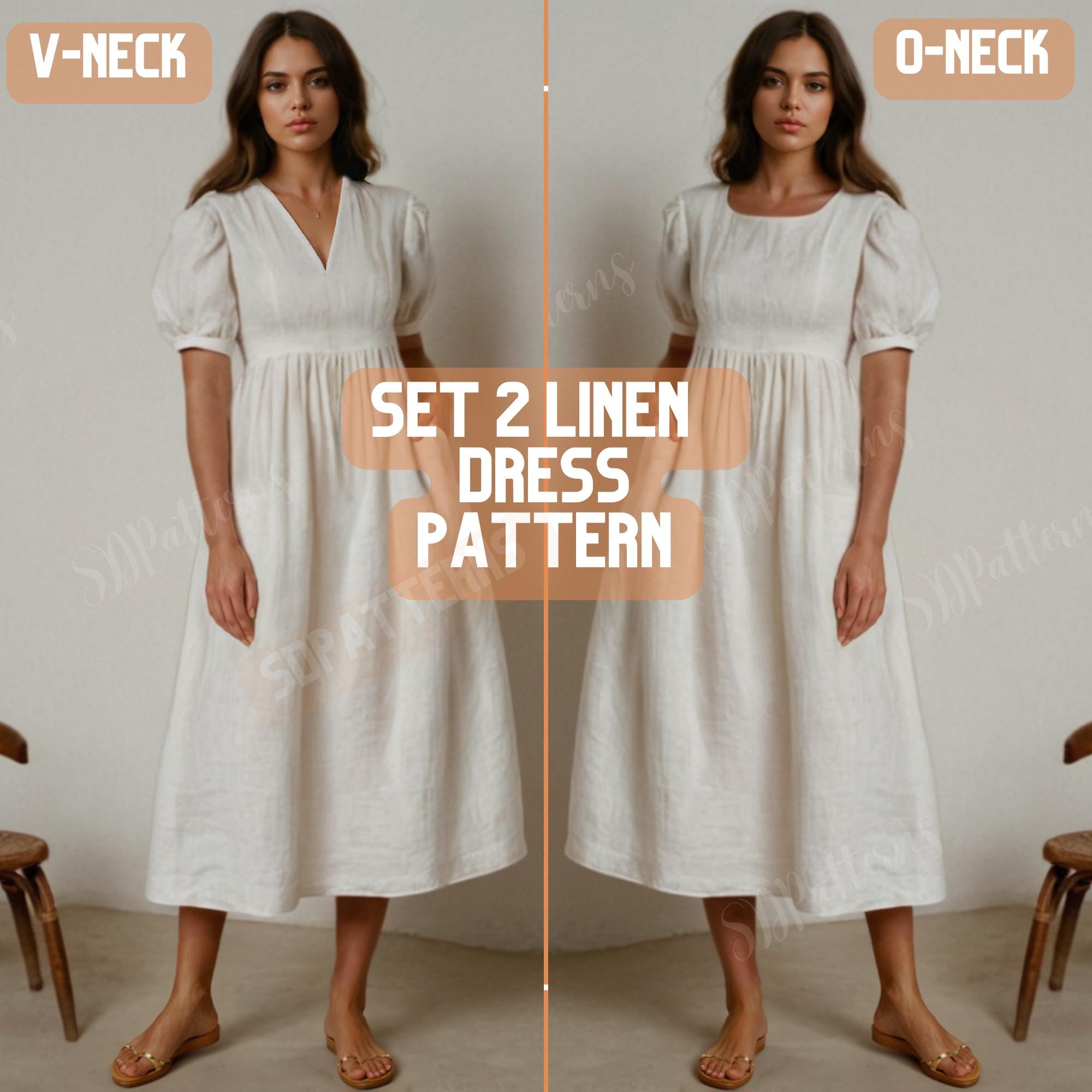 v neck empire waist dress pattern 215 Empire Dress main image 1