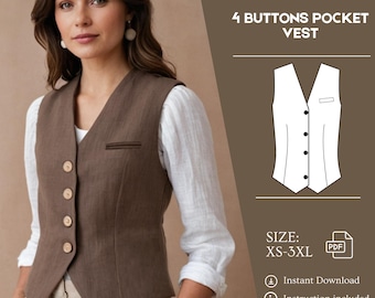 Women's Cropped Vest Sewing Pattern: Formal Corset Style (PDF)