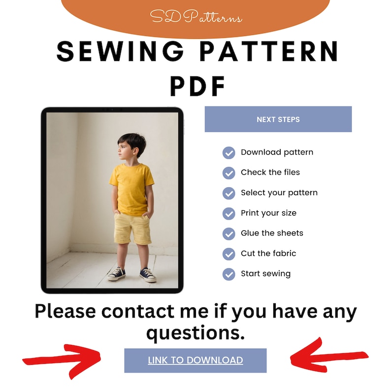 Boys Summer Set Sewing Pattern Shirt and Shorts for Kids Sewing Pattern Unisex Children's Summer Set Sewing Pattern | Short Sleeve , Pockets image 5