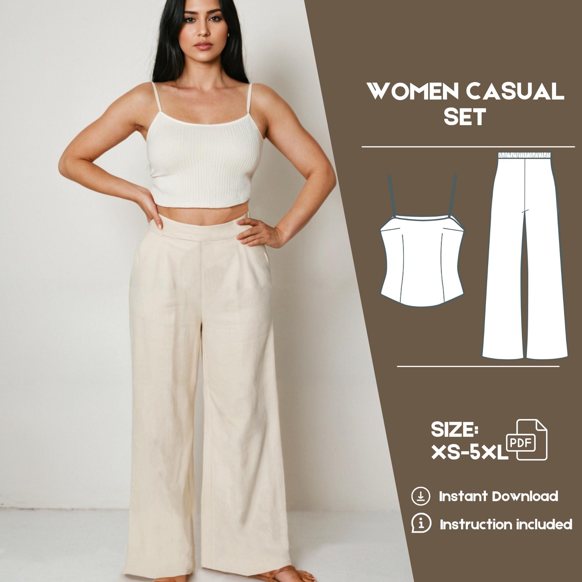 Wide Leg Pants & Crop Top Pattern, Wide Leg Pants Pattern