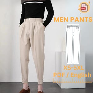 Peg Leg Man Pants Sewing Pattern Classic Trousers PDF Sewing