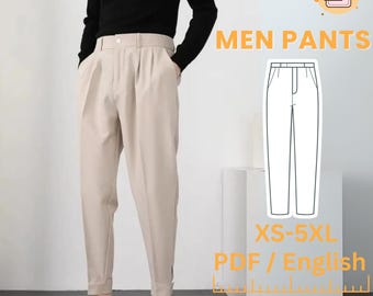 Peg leg Man Pants Sewing Pattern Classic Trousers PDF Sewing, Instant Download, Man Sewing Patterns,XS-5XL, PDF A0 A4 Us Letter