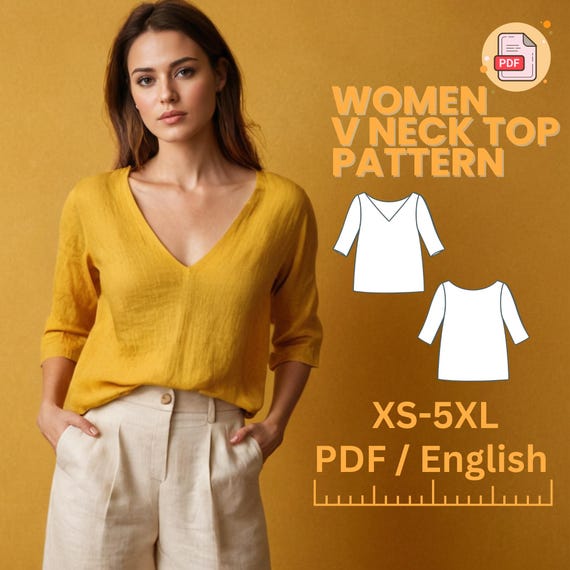 34 Sleeve Blouse Sewing Pattern Retro Boho Blouse Sewing Pattern: With